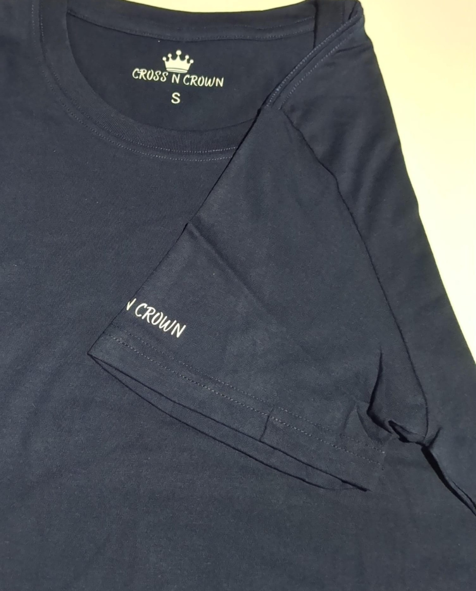 Cross N Crown Navy Blue T-Shirt – Comfortable & Stylish (S, M, L, XL)