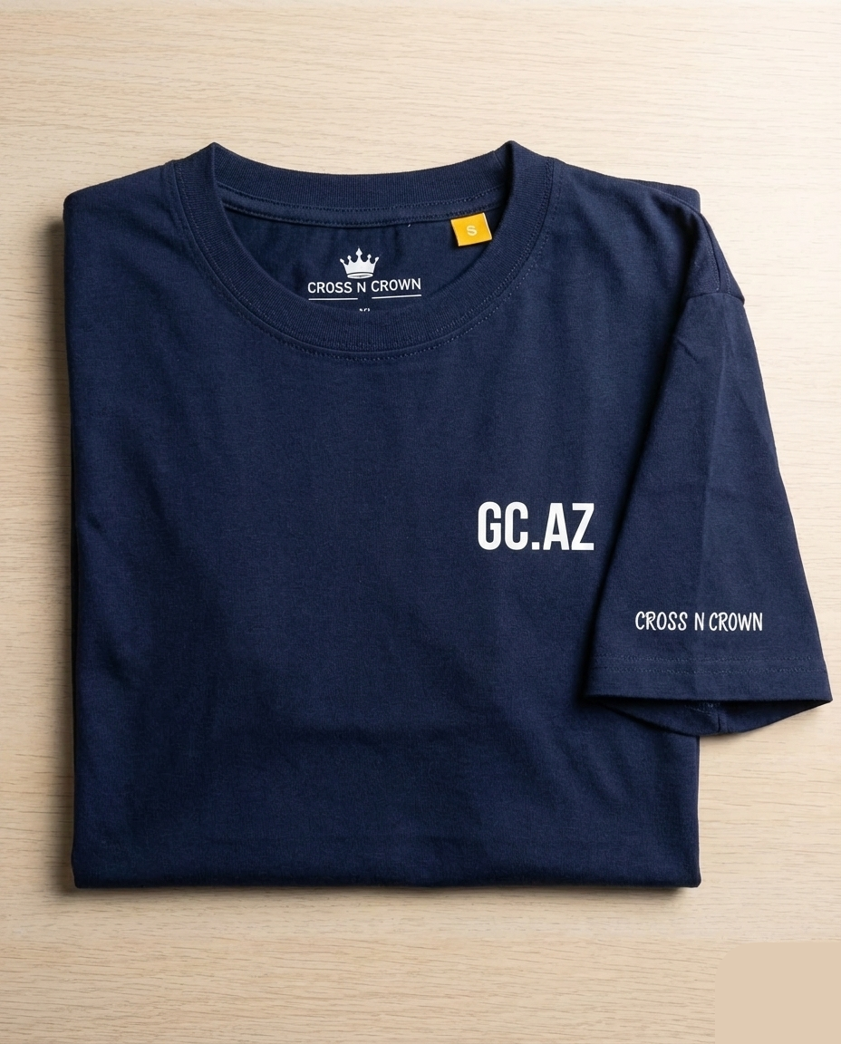Cross N Crown Navy Blue T-Shirt – Comfortable & Stylish (S, M, L, XL)