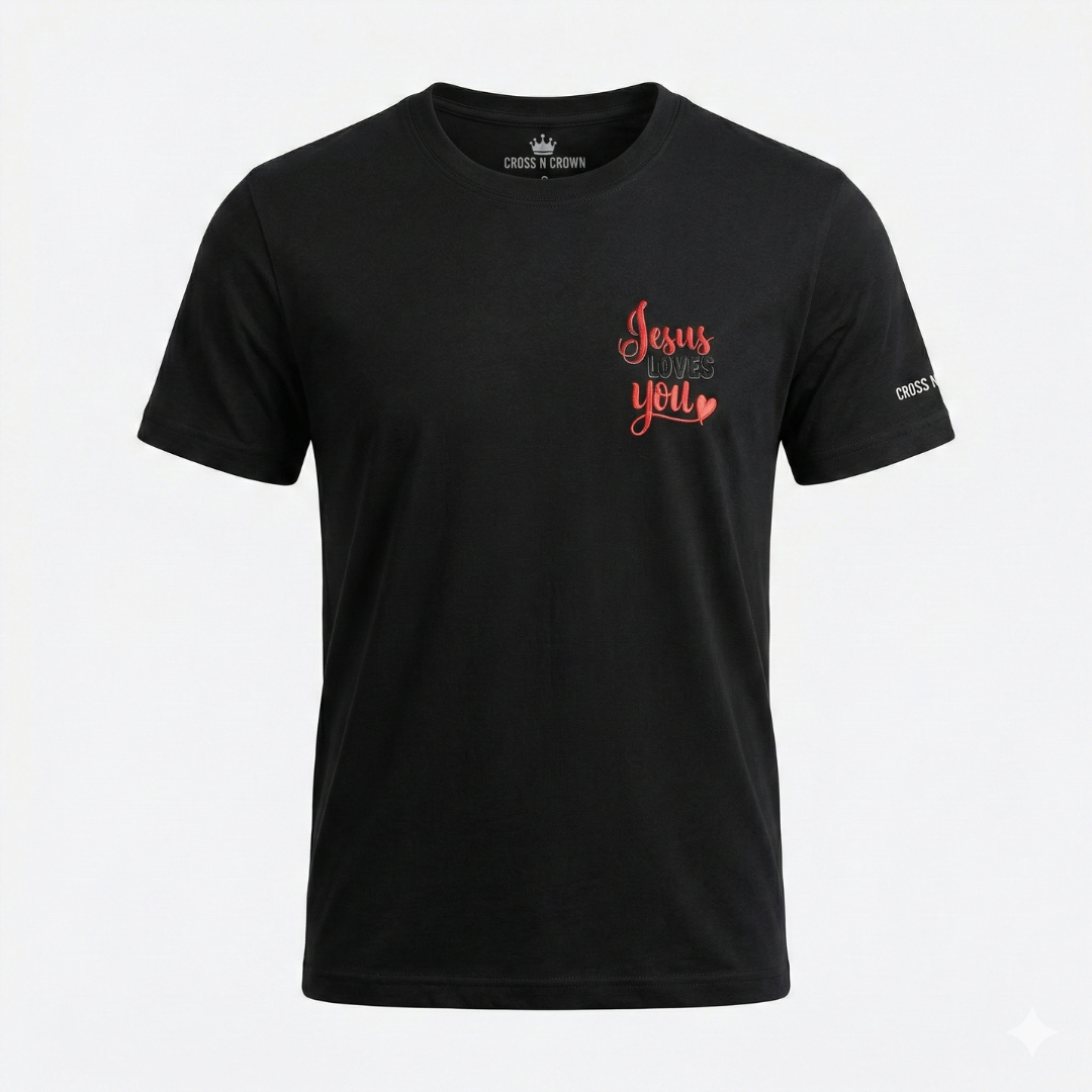 “Jesus Loves You” Black T-Shirt – Minimal Christian Faith Wear