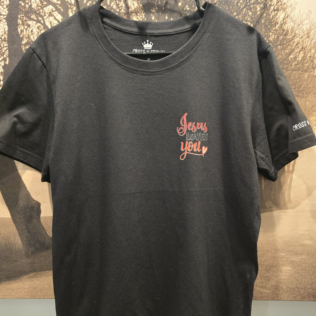 “Jesus Loves You” Black T-Shirt – Minimal Christian Faith Wear